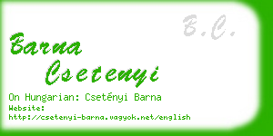 barna csetenyi business card